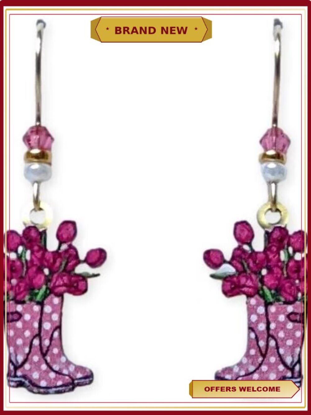 Handmade Hypo-Allergenic Earrings with Rain Boot Charms